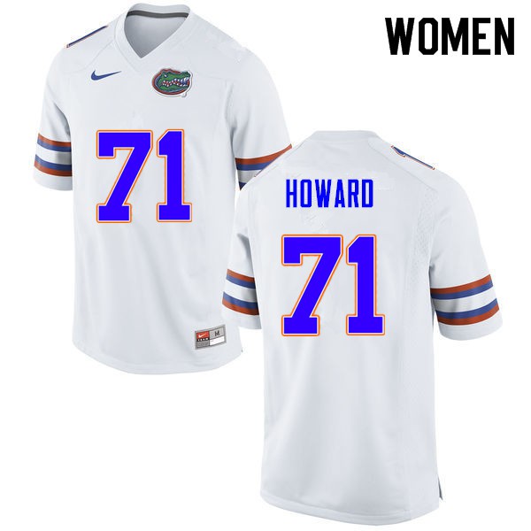 Women #71 Chris Howard Florida Gators College Football Jerseys White